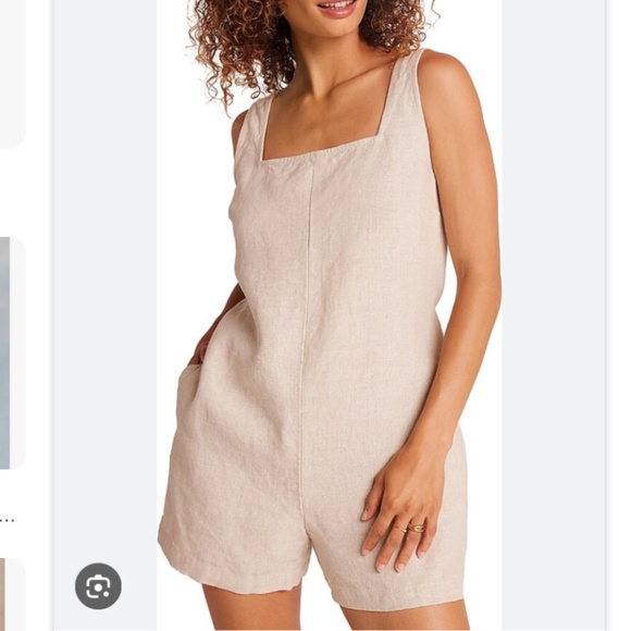 NWT White Bella Dahl Square Neck Sleeveless Linen Romper - Small - Picture 1 of 8